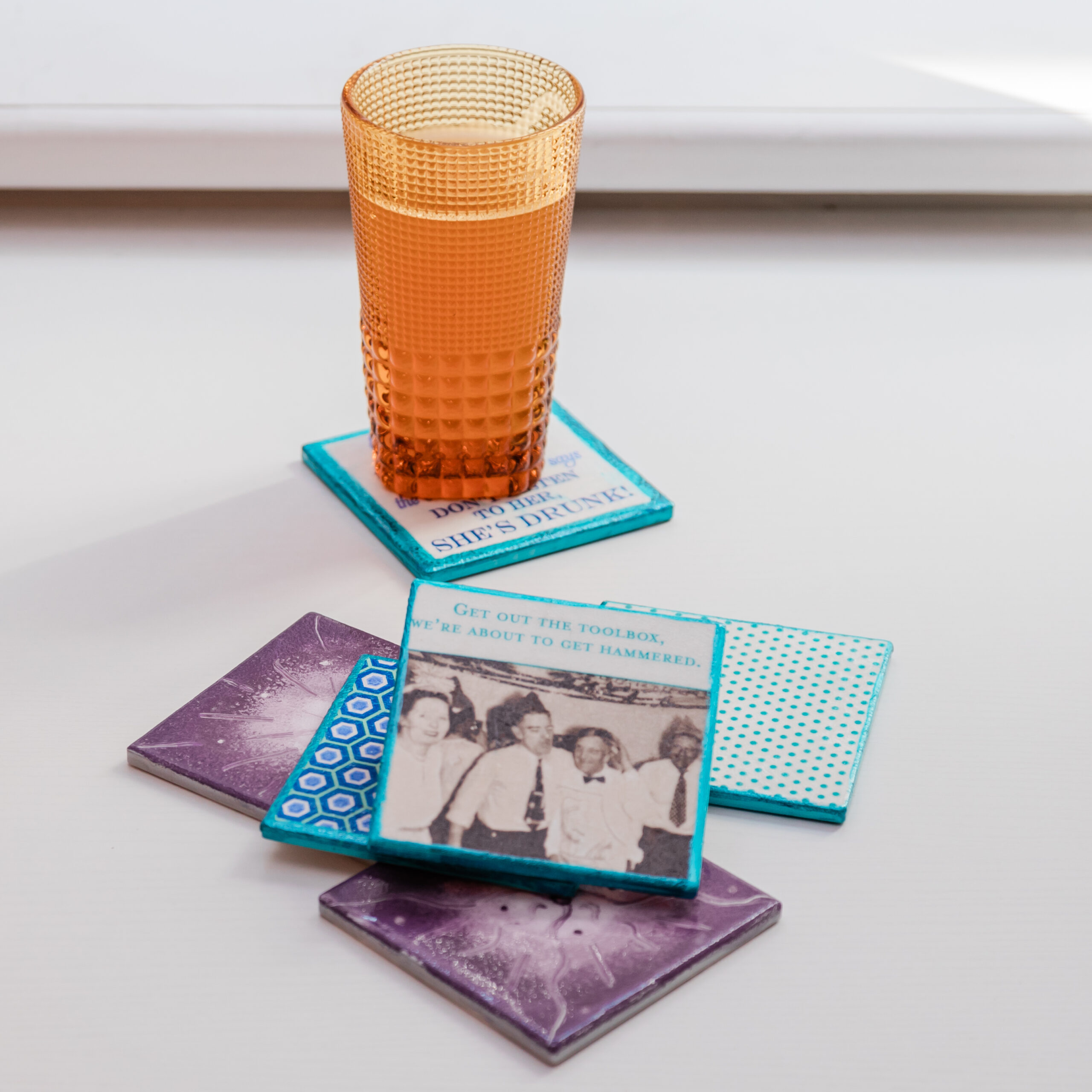 coaster with glass